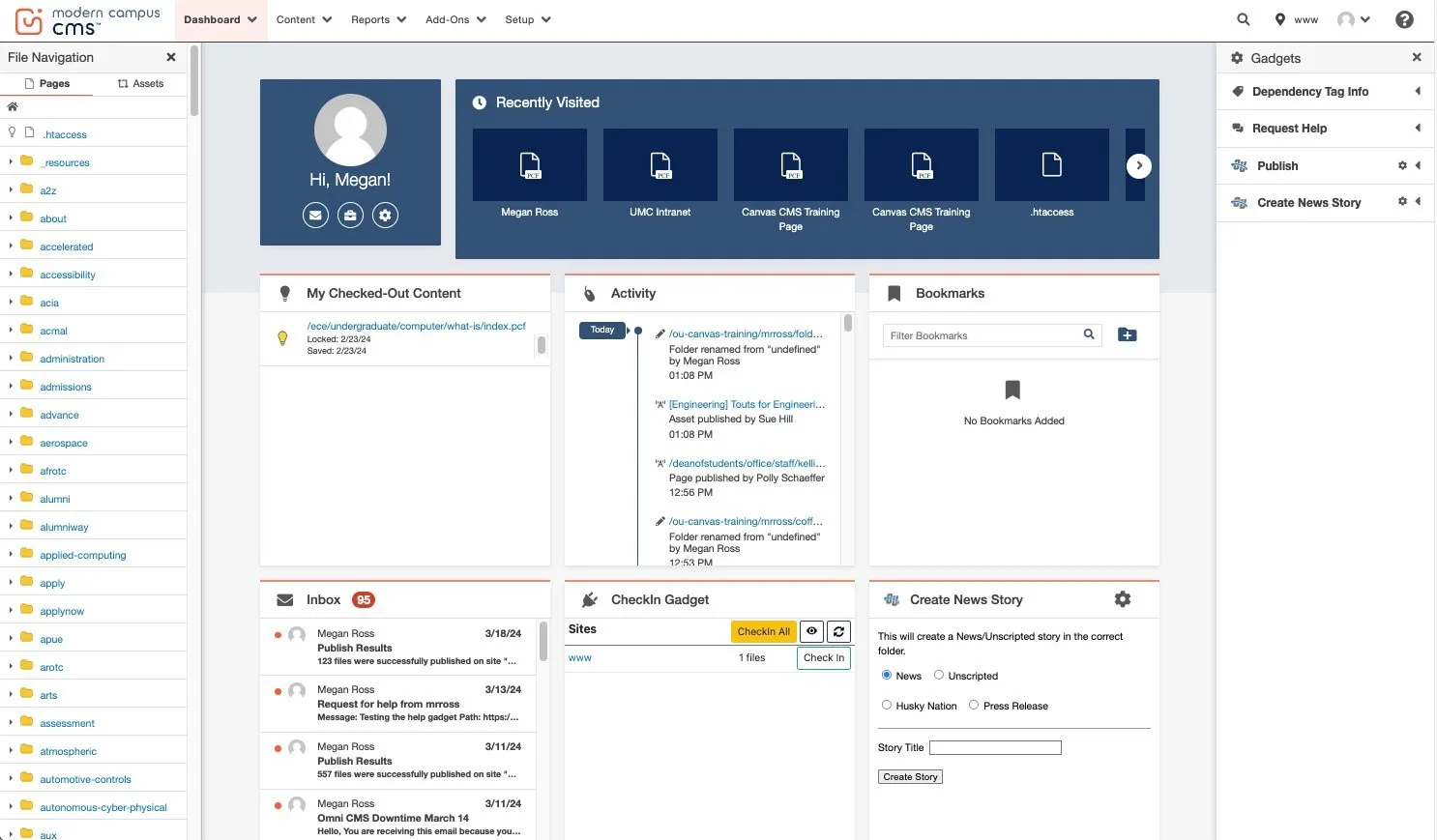 Modern Campus dashboard