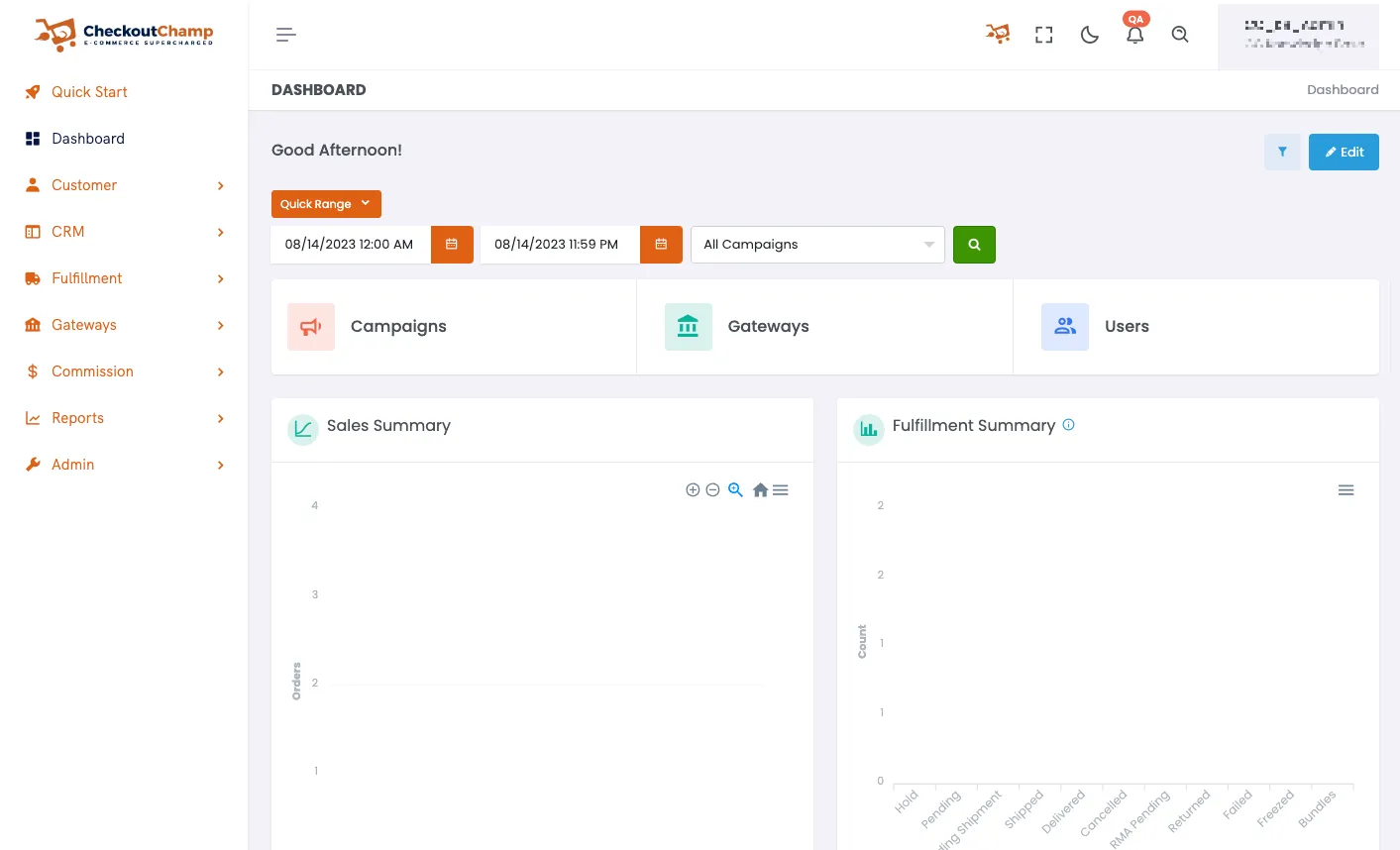 Checkout Champ Dashboard