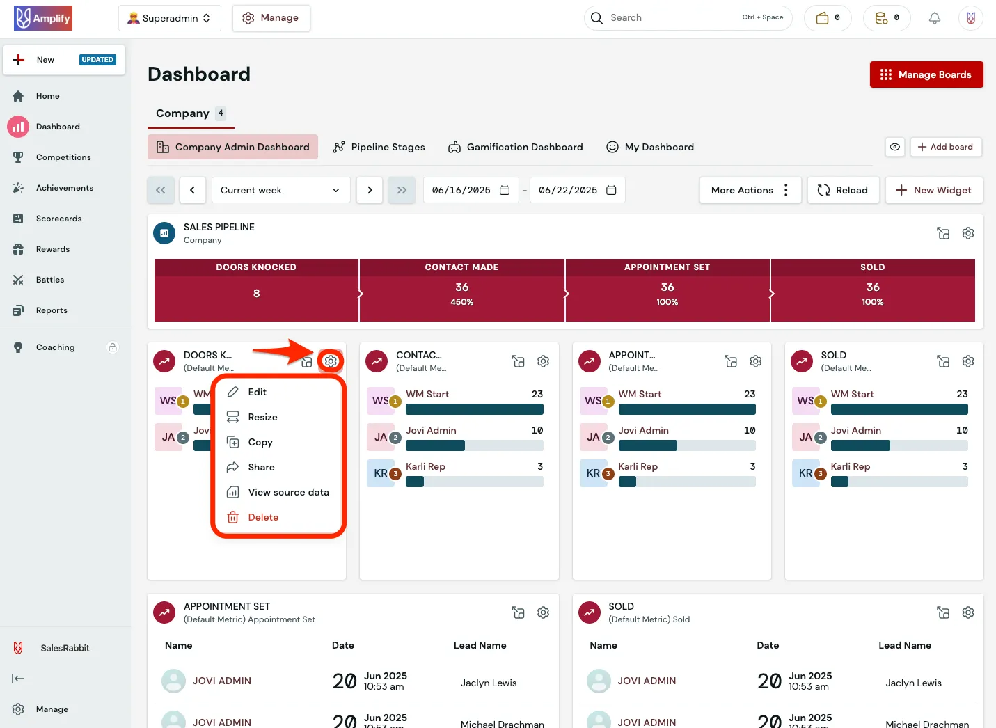 SalesRabbit Dashboard