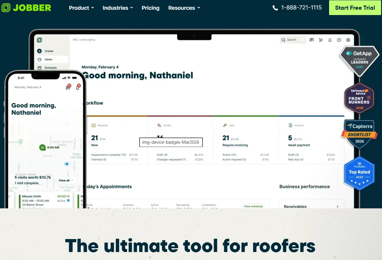 Jobber Best CRM for Roofing