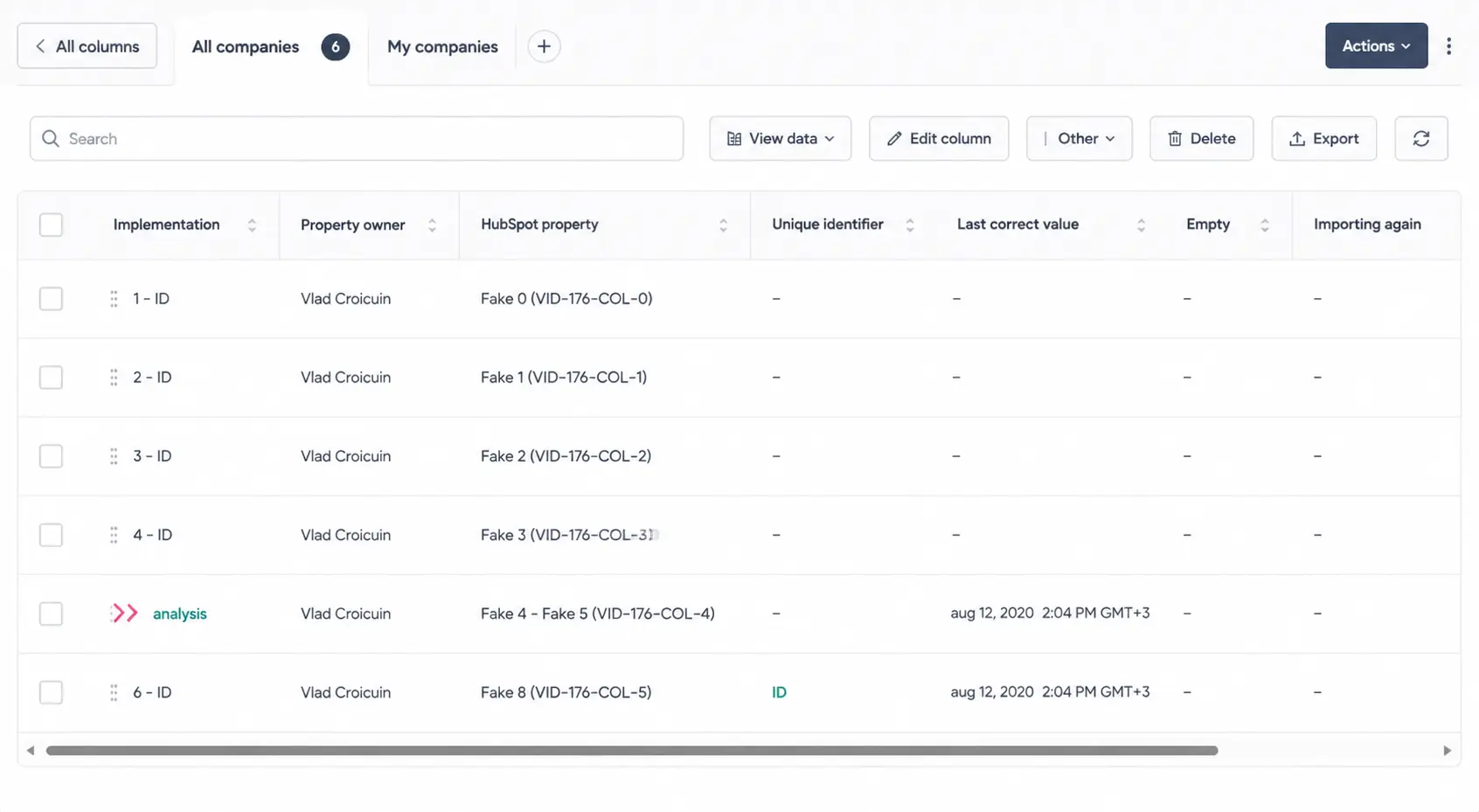 Modern Columns Management Dashboard